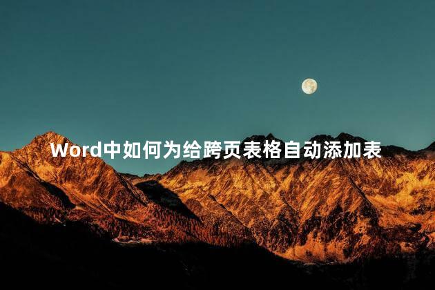 Word中如何为给跨页表格自动添加表头 word表格怎么加表头